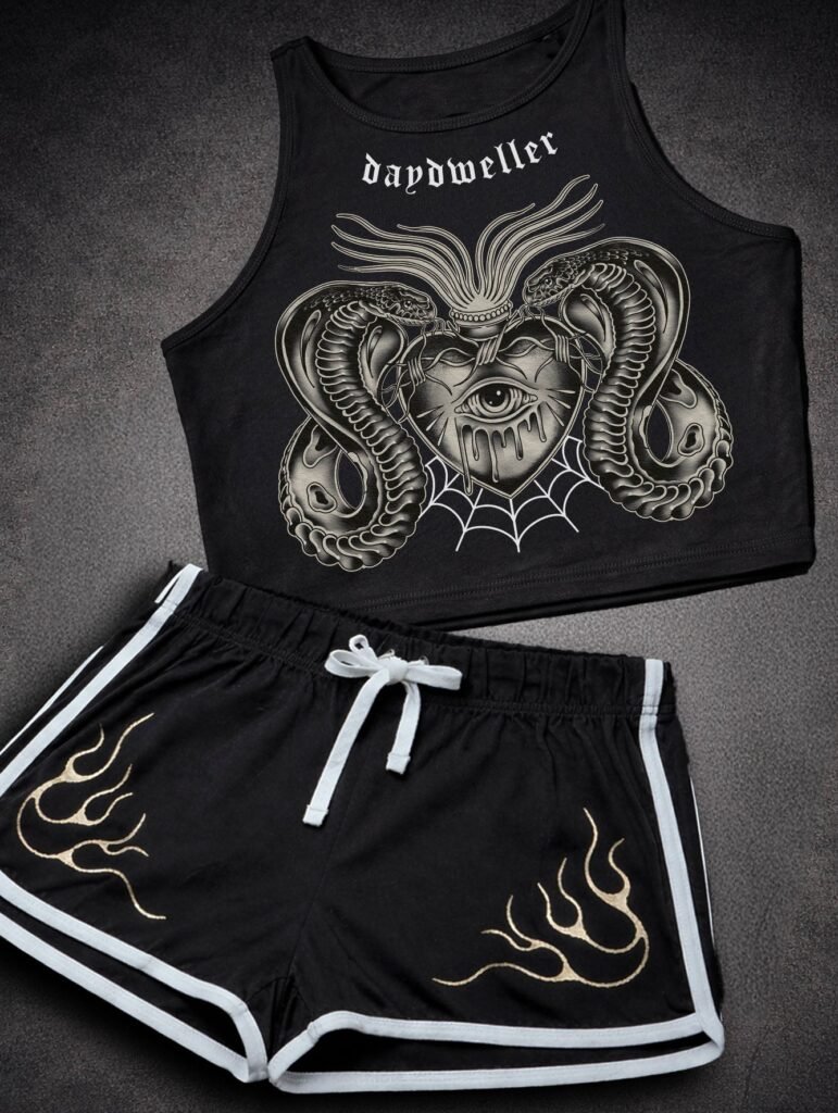 'Sacred Heart' Crop & Booty Short Set