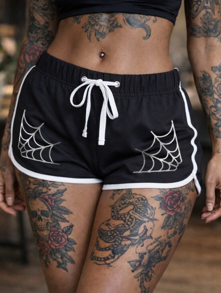 'Spider' Crop Top & Booty Short Set