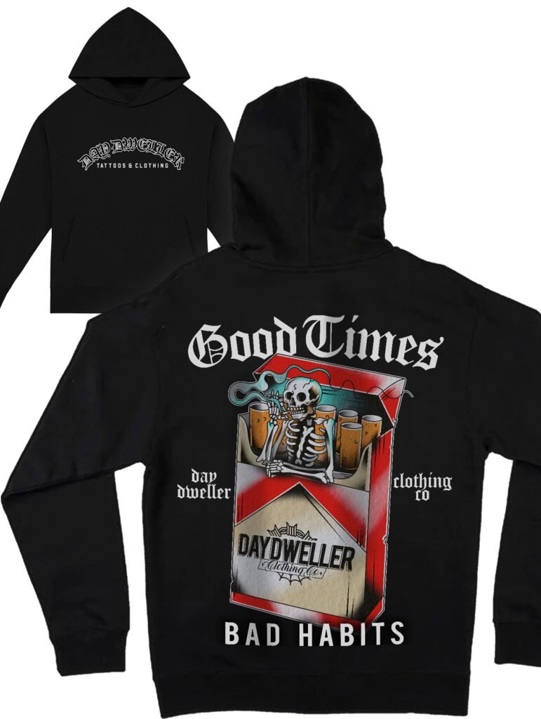 'Good Times, Bad Habits' 20 Deck Heavyweight Hoodie