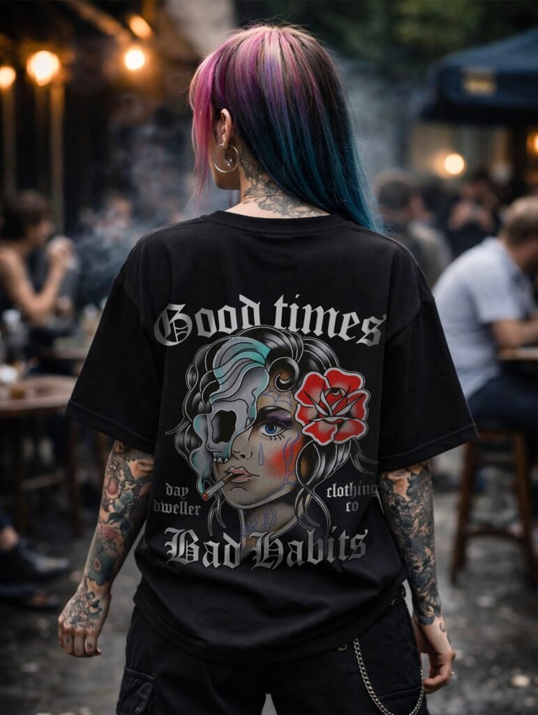 'Good Times, Bad Habits' Smoking Girl Tee