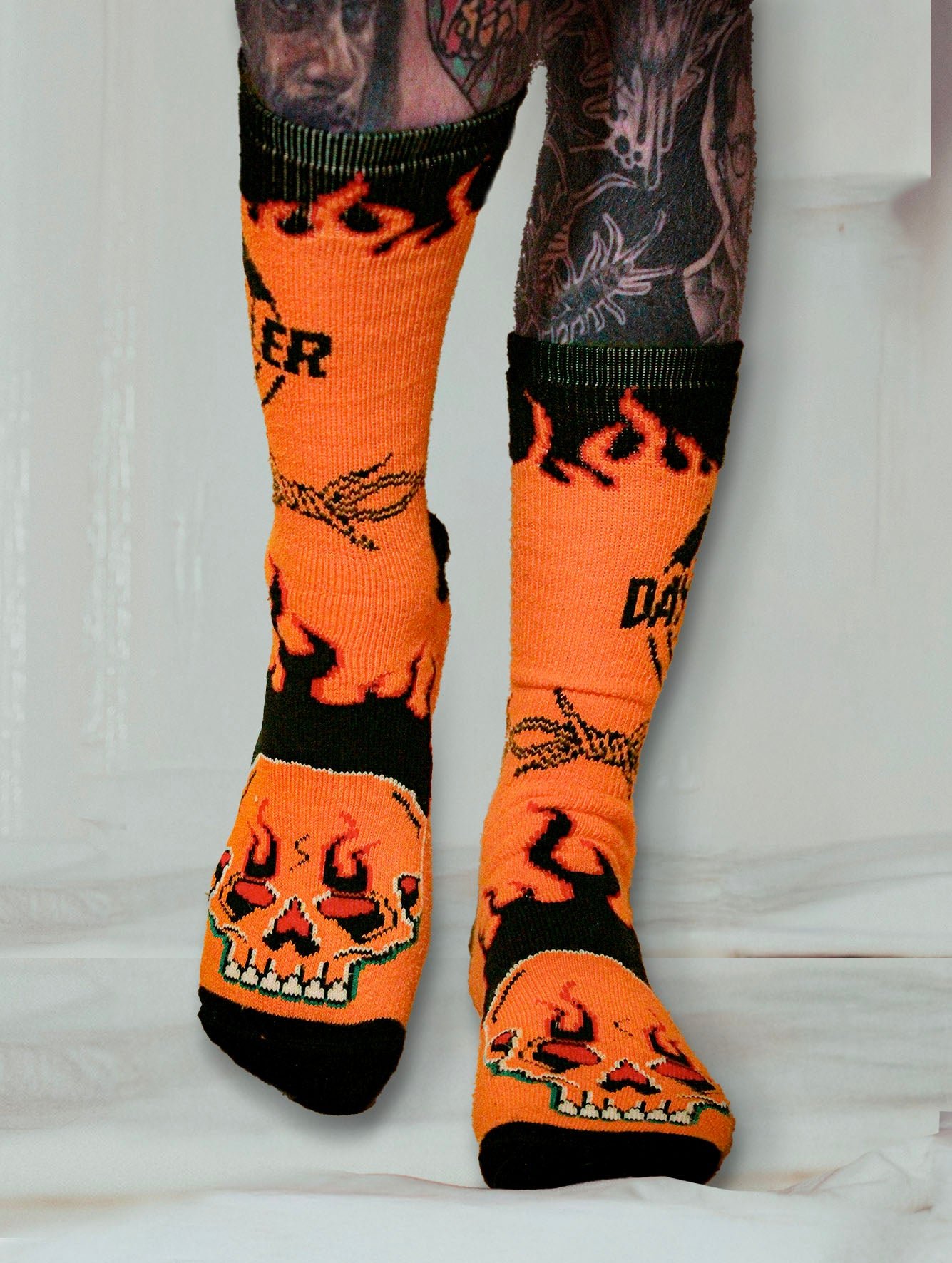 Premium Flame Skull ZAZOU Socks